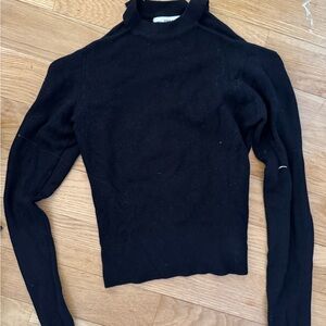 Black Turtleneck Sweater with Shoulder Cutout